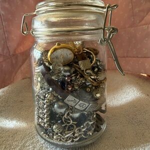 Mystery Jewelry Jar with Gold and Silver Tones